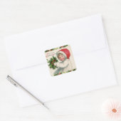 Kerst Cheer Holly Meisje Vakantie Vierkante Sticker (Envelop)