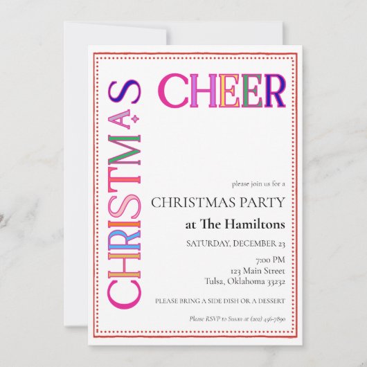 Kerst Cheer Kleurrijk Kerstfeest Kaart (Voorkant)