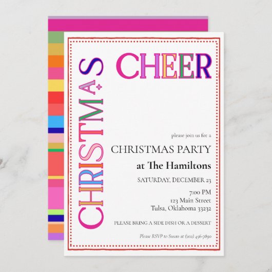 Kerst Cheer Kleurrijk Kerstfeest Kaart (Voorkant / Achterkant)