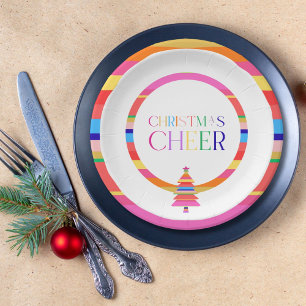 Kerst Cheer Kleurrijke Tree Paper Bord