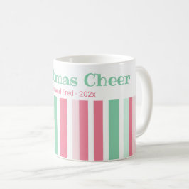 Kerst Cheer Pink Mint Stripes Koffiemok
