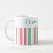 Kerst Cheer Pink Mint Stripes Koffiemok (Links)
