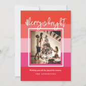 Kerst Cheer Red Merry en Bright Holiday Kaart (Voorkant)