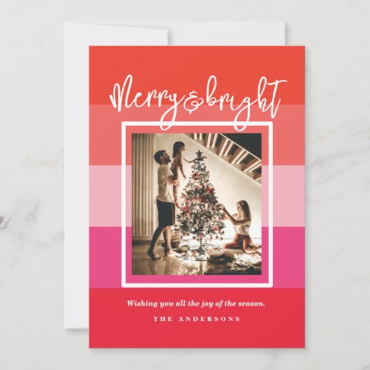 Kerst Cheer Red Merry en Bright Holiday Kaart (Voorkant)