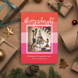 Kerst Cheer Red Merry en Bright Holiday Kaart