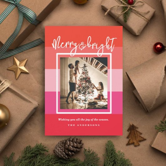 Kerst Cheer Red Merry en Bright Holiday Kaart