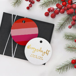 Kerst Cheer Red Stripes Vakantie Folie Bedankjes Labels