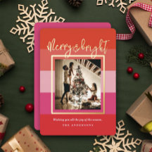 Kerst Cheer Red Stripes Vakantie Folie Kaart