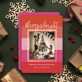 Kerst Cheer Red Stripes Vakantie Folie Kaart