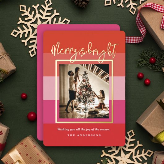 Kerst Cheer Red Stripes Vakantie Folie Kaart