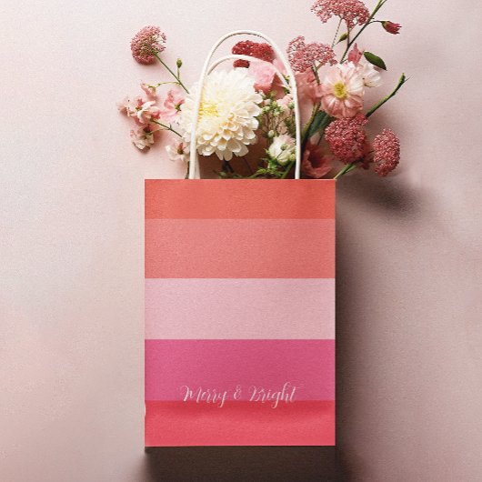 Kerst Cheer Red Stripes Vakantie Medium Cadeauzakje