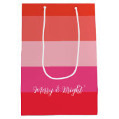 Kerst Cheer Red Stripes Vakantie Medium Cadeauzakje (Achterkant)