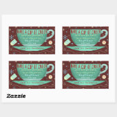 Kerst Cheer Schattige Teacup Custom Vakantie Rechthoekige Sticker (Vel)