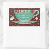 Kerst Cheer Schattige Teacup Custom Vakantie Rechthoekige Sticker (Tas)