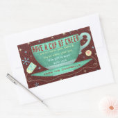 Kerst Cheer Schattige Teacup Custom Vakantie Rechthoekige Sticker (Envelop)