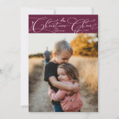 Kerst Cheer Script Cranberry Kerstfoto Feestdagenkaart (Voorkant)