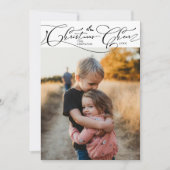 Kerst Cheer Script Witte Kerst Foto Feestdagenkaart (Voorkant)