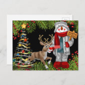 Kerst Cheer Sneeuwman Rendieren Scene briefkaart 2 (Voorkant / Achterkant)