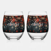 Kerst Cheer Sneeuwvlokken Sparkle Stars Wijnglas Zonder Voet (Achterkant)