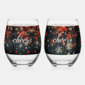 Kerst Cheer Sneeuwvlokken Sparkle Stars Wijnglas Zonder Voet (Voorkant)