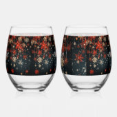 Kerst Cheer Sneeuwvlokken Sparkle Stars Wijnglas Zonder Voet (Links)