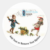 Kerst Cheer Snowball Toss Ronde Sticker (Voorkant)