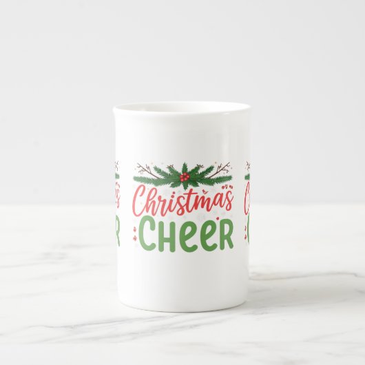Kerst Cheer Specialty Bone China Mok Ontwerp (Voorkant)