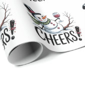Kerst Cheers Snowman Keuken Wijn Keuken Cadeaupapier (Rol Hoek)