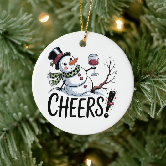 Kerst Cheers Snowman Keuken Wijn Keuken Keramisch Ornament (Boom)