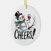 Kerst Cheers Snowman Keuken Wijn Keuken Keramisch Ornament (Rechts)