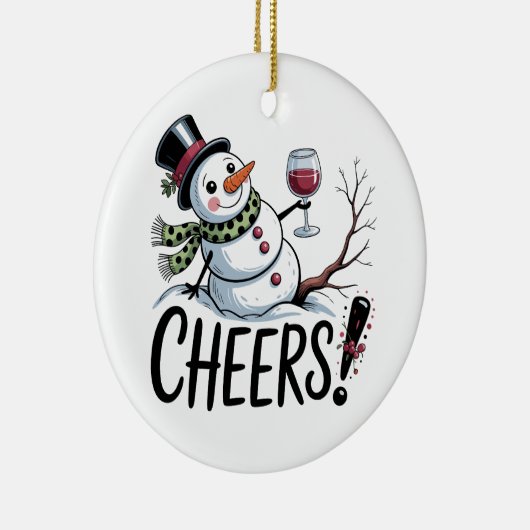 Kerst Cheers Snowman Keuken Wijn Keuken Keramisch Ornament (Rechts)