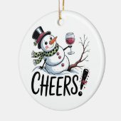 Kerst Cheers Snowman Keuken Wijn Keuken Keramisch Ornament (Links)