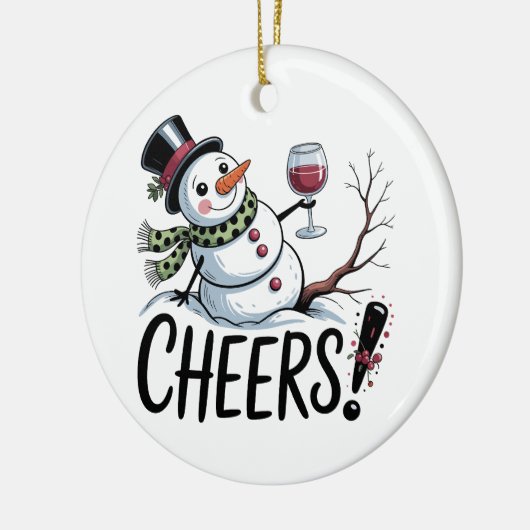 Kerst Cheers Snowman Keuken Wijn Keuken Keramisch Ornament (Links)