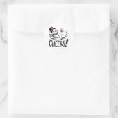 Kerst Cheers Snowman Keuken Wijn Keuken Ronde Sticker (Tas)
