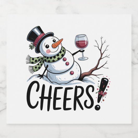 Kerst Cheers Snowman Keuken Wijn Keuken Sparkling Wijnetiket (Enkel label)