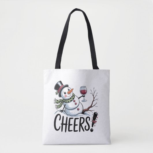 Kerst Cheers Snowman Keuken Wijn Keuken Tote Bag (Voorkant)
