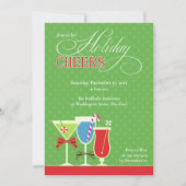 Kerst Cheers Vakantie Cocktail Party Uitnodiging (Voorkant)