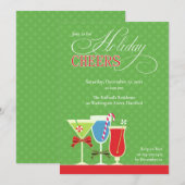 Kerst Cheers Vakantie Cocktail Party Uitnodiging (Voorkant / Achterkant)