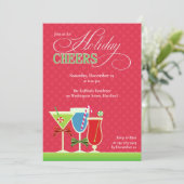 Kerst Cheers Vakantie Cocktail Party Uitnodiging (Staand voorkant)