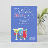Kerst Cheers Vakantie Cocktail Party Uitnodiging (Staand voorkant)