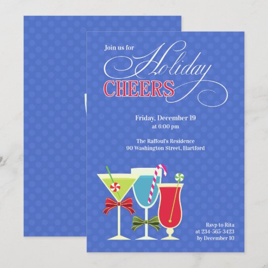 Kerst Cheers Vakantie Cocktail Party Uitnodiging (Voorkant / Achterkant)