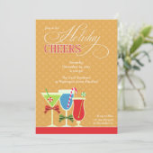 Kerst Cheers Vakantie Cocktail Party Uitnodiging (Staand voorkant)