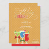 Kerst Cheers Vakantie Cocktail Party Uitnodiging (Voorkant / Achterkant)