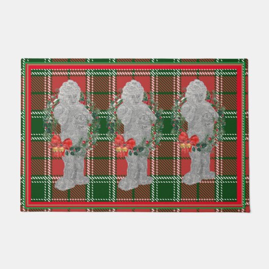 Kerst Cherub Angel Plaid Deurmat Welkom mat (Voorkant)