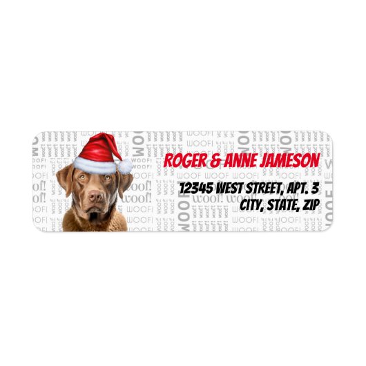 Kerst Chesapeake Bay Retriever Hondennaam Etiket (Voorkant)