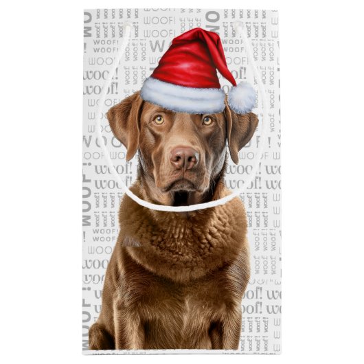 Kerst Chesapeake Hond Vakantie Woof Word Art Klein Cadeauzakje (Achterkant)
