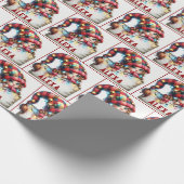 Kerst Chibi Gnome met aangepaste naam Cadeaupapier (Hoek)