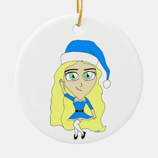 Kerst chibi keramische ornament (Voorkant)