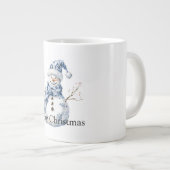 Kerst Chic Blauw Witte Sneeuwman Grote Koffiekop (Voorkant rechts)