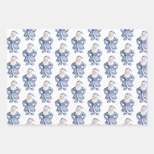 Kerst Chic Blauw Witte Sneeuwman Inpakpapier Vel (Voorkant 3)